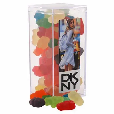 Clever Candy Large Rectangle Acrylic Candy Box with Gummy Bears - Custom Flying Discs