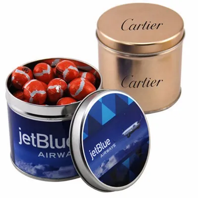 Round Tin with Chocolate Footballs - SBF4100 - Custom Flying Discs