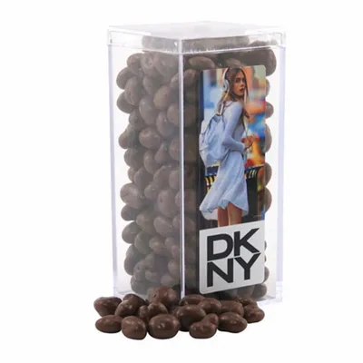 Acrylic Box with Chocolate Covered Raisins - Custom Flying Discs