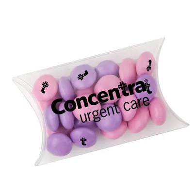 Small Pillow Box with Imprinted Chocolate Buttons - Custom Flying Discs