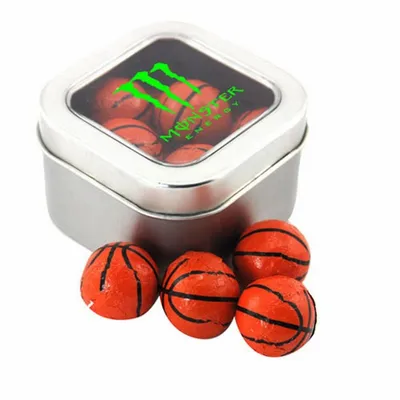 Window Tin with Chocolate Basketballs - SBF2500 - Custom Flying Discs