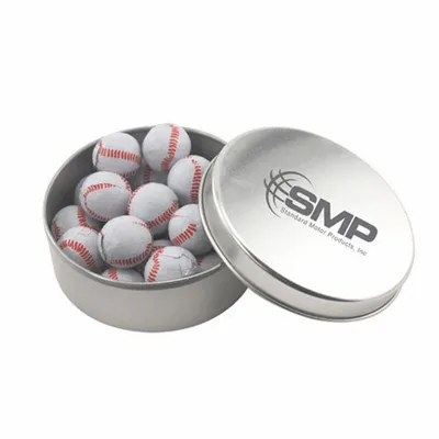 Round Tin with Chocolate Baseballs - SBF3000 - Custom Flying Discs
