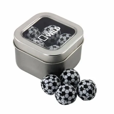Window Tin with Chocolate Soccer Balls - SBF2500 - Custom Flying Discs
