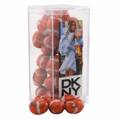 Acrylic Box with Chocolate Footballs - Medium - Custom Flying Discs