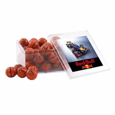 Acrylic Box with Chocolate Basketballs - Large - Custom Flying Discs