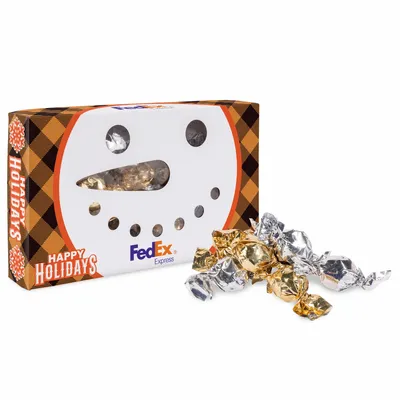 Snowman Die Cut Box with Twist Wrapped Truffles - Custom Flying Discs