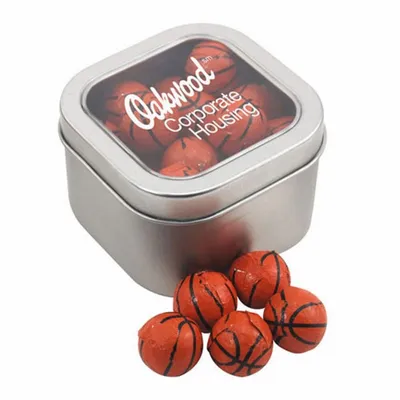 Window Tin with Chocolate Basketballs - SBF2700 - Custom Flying Discs