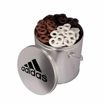 One Gallon Tin with Choc Mini Pretzels - Custom Flying Discs