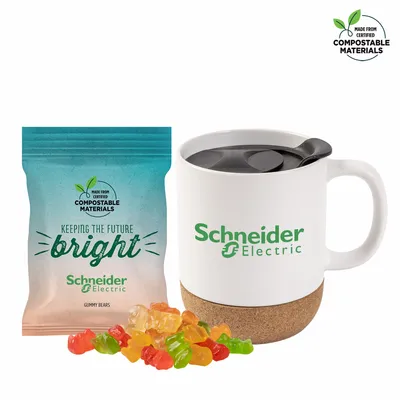 Cork Bottom Mug with Compostable bag of Gummy Bears - Custom Flying Discs
