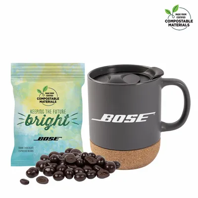 Cork Bottom Mug w/ Compostable Bag of Dark Chocolate Espresso Beans - Custom Flying Discs
