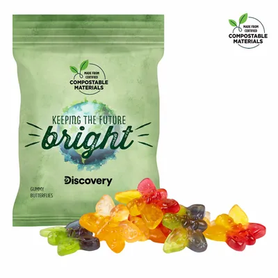 2oz. ECO-Digibag, Compostable & Full Color, Gummy Butterflies - Custom Flying Discs