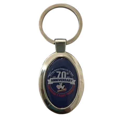 Durable Epoxy Oval Metal Keychain Durable Epoxy Oval Metal Keychain - Custom Flying Discs