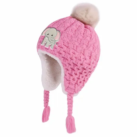 Cutesy Pom Acrylic Kid Beanies with Earflaps - Custom Flying Discs