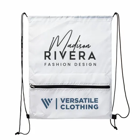 Zip Pocket Drawstring Bag Zip Pocket Drawstring Bag - Custom Flying Discs