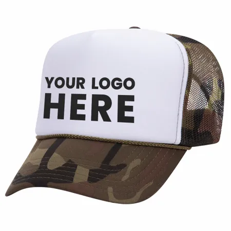 Otto 49-158 5-Panel High Crown Foam Trucker Hat - Camo - Custom Flying Discs