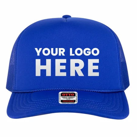 OTTO Cap 3932-1 5 Panel High Crown Polyester Foam Front Mesh Back Trucker Hat - Custom Flying Discs
