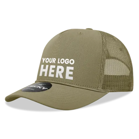 Decky 6040 - 5 Panel Mid Profile Structured Cotton/Poly Blend Trucker w/Rope Cap - Custom Flying Discs