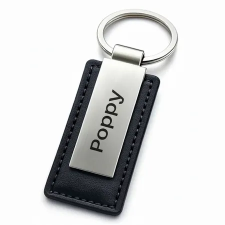 Rectangle Leather & Metal Keychain - Custom Flying Discs