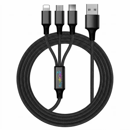 Nylon Braided 3-in-1 Charging Cables - Custom Flying Discs