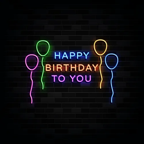 Happy Birthday To You with Balloons Neon Sign - Custom Flying Discs