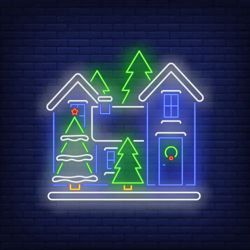 Christmas House Neon Sign - Custom Flying Discs
