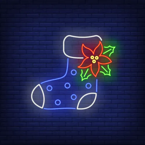 Boot Sock with Ponsettia Flower Neon Sign - Custom Flying Discs