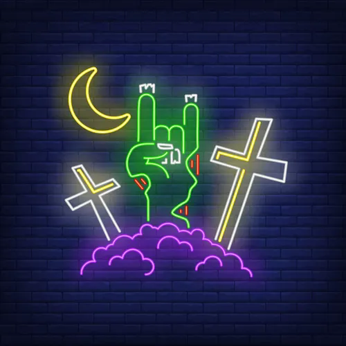 Devil Horn Zombie Hand Gesture Neon Sign - Custom Flying Discs