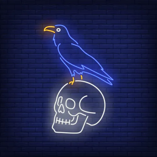 Crow Sitting Human Skull Neon Sign - Custom Flying Discs