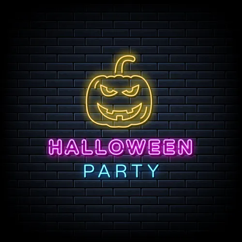 Halloween Party Neon Sign with Pumpkin - Custom Flying Discs