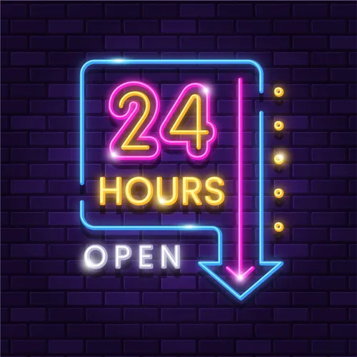 24 Hours Open Neon Sign - Custom Flying Discs