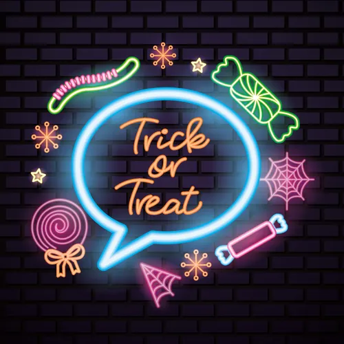 Cutie Trick Or Treat Neon Sign - Custom Flying Discs