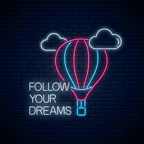 Follow Your Dreams With Hot Air Balloon Neon Sign - Custom Flying Discs