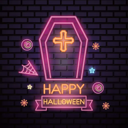 Pink Halloween Coffin Cross Neon Sign - Custom Flying Discs