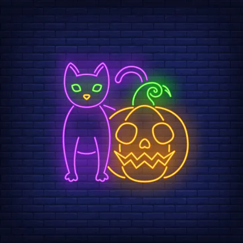 Scary Pumpkin Cat Neon Sign - Custom Flying Discs