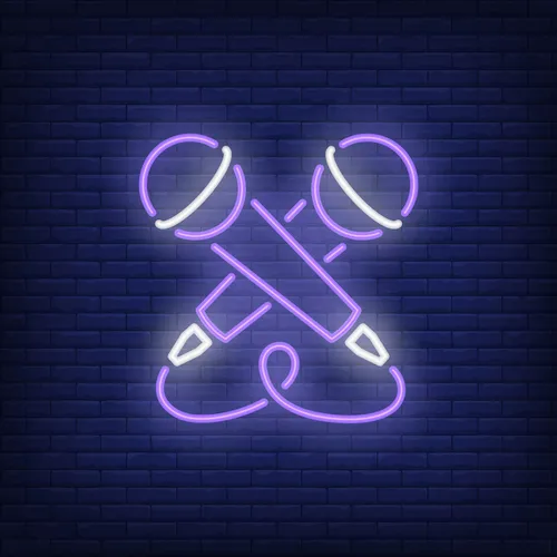 Crossed Microphone Neon Sign - Custom Flying Discs