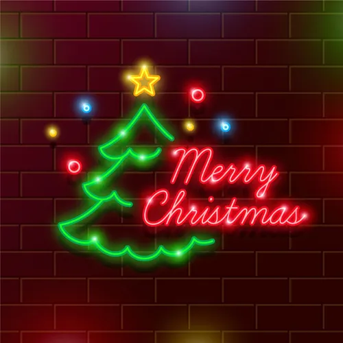 Tree Merry Christmas Neon Sign - Custom Flying Discs