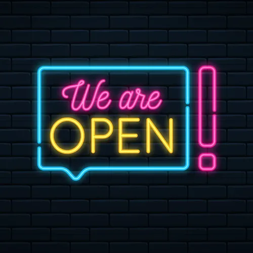 We Are Open Neon Sign - Custom Flying Discs
