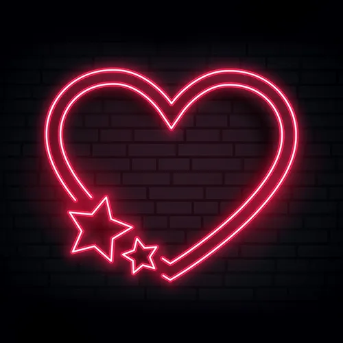 Red Love Heart Star Neon Sign - Custom Flying Discs