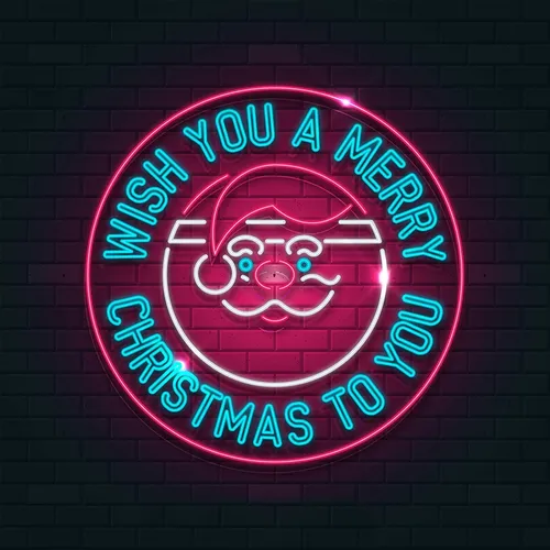 Circle Santa Christmas Neon Sign - Custom Flying Discs