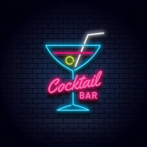 Cocktail Bar Glass & Zip Neon Sign - Custom Flying Discs