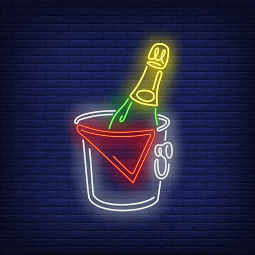 Wine in Ice Bucket Neon Sign - Custom Flying Discs