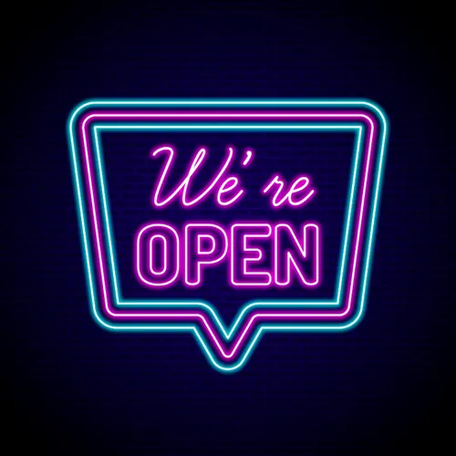 We're Open Neon Sign