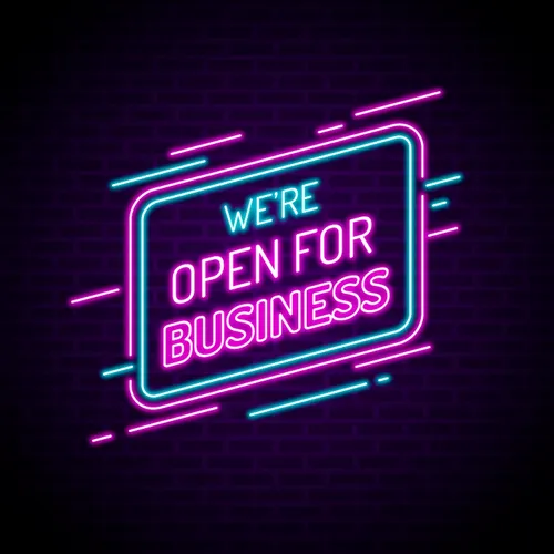 Open For Business Neon Sign - Custom Flying Discs