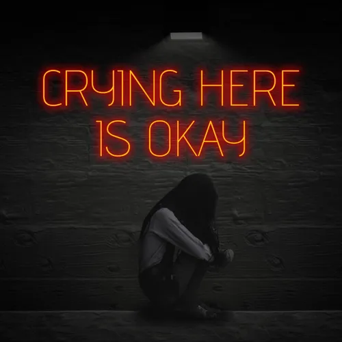 Crying Here Is Okay Neon Sign - Custom Flying Discs