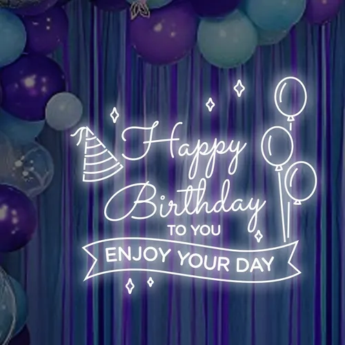 Happy Birthday Enjoy Your Day Neon Sign - Custom Flying Discs