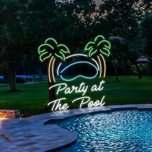 Party At The Pool Neon Sign - Custom Flying Discs