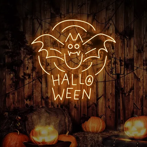 Halloween Bat Neon Sign - Custom Flying Discs