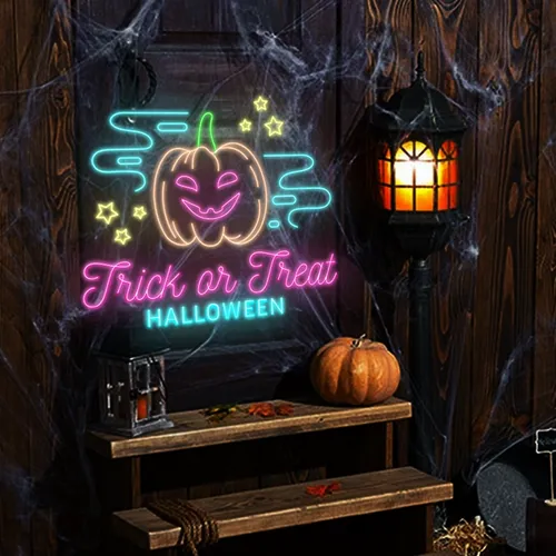 Trick or Treat Halloween Neon Sign - Custom Flying Discs