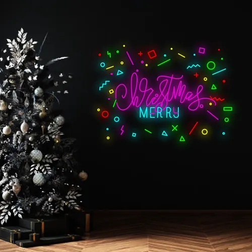 Christmas Merry Neon Sign - Custom Flying Discs
