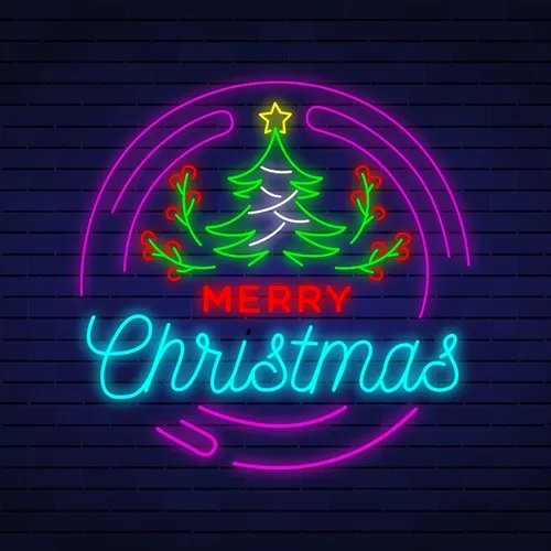 Merry Christmas Flower Tree Neon Sign - Custom Flying Discs